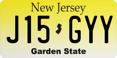 NJ license plate J15GYY