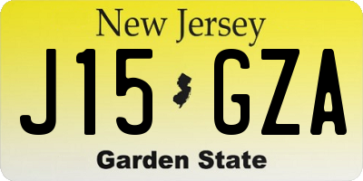 NJ license plate J15GZA