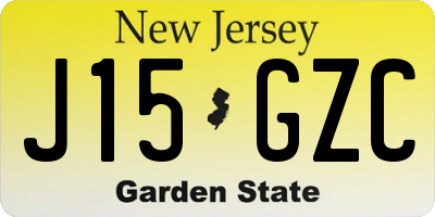 NJ license plate J15GZC