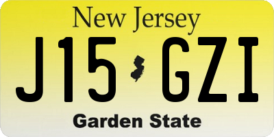 NJ license plate J15GZI