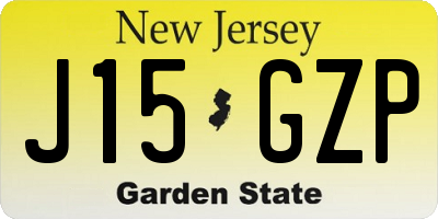 NJ license plate J15GZP
