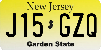 NJ license plate J15GZQ