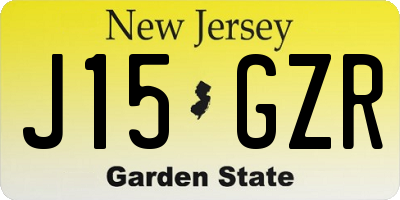 NJ license plate J15GZR