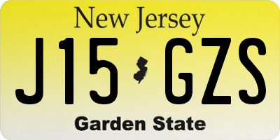 NJ license plate J15GZS