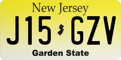 NJ license plate J15GZV