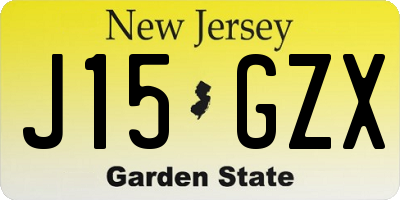 NJ license plate J15GZX