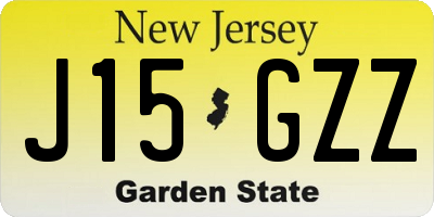 NJ license plate J15GZZ