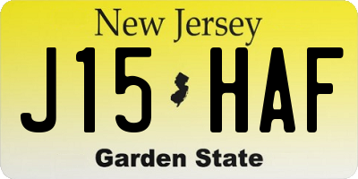 NJ license plate J15HAF