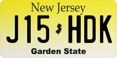 NJ license plate J15HDK