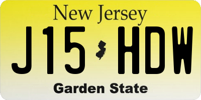 NJ license plate J15HDW