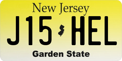 NJ license plate J15HEL