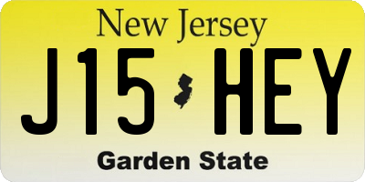 NJ license plate J15HEY