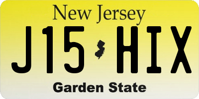 NJ license plate J15HIX