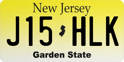 NJ license plate J15HLK