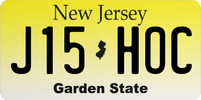 NJ license plate J15HOC