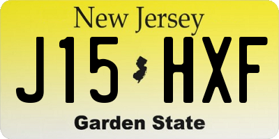 NJ license plate J15HXF