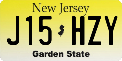 NJ license plate J15HZY