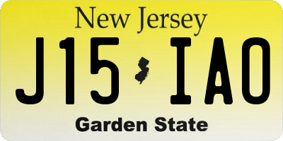 NJ license plate J15IAO