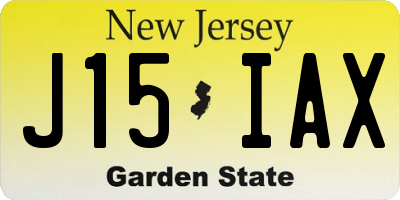 NJ license plate J15IAX