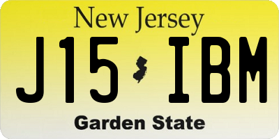 NJ license plate J15IBM