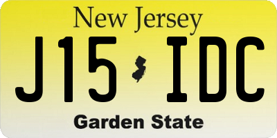 NJ license plate J15IDC