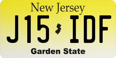 NJ license plate J15IDF
