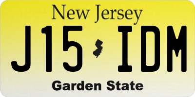NJ license plate J15IDM