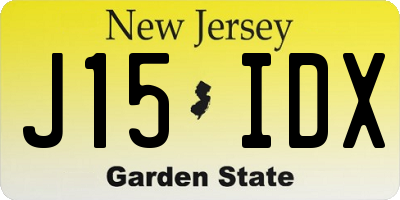 NJ license plate J15IDX