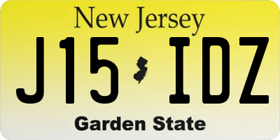NJ license plate J15IDZ