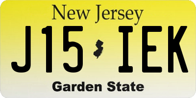 NJ license plate J15IEK