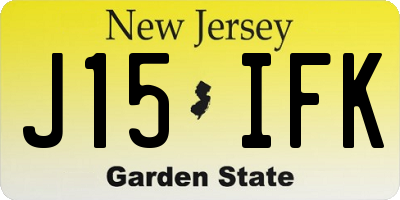 NJ license plate J15IFK