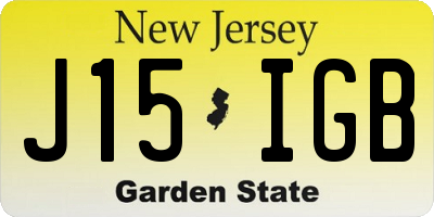 NJ license plate J15IGB