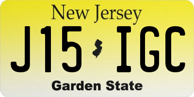 NJ license plate J15IGC