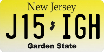NJ license plate J15IGH