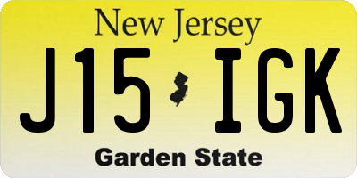 NJ license plate J15IGK