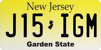NJ license plate J15IGM
