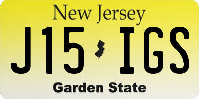 NJ license plate J15IGS