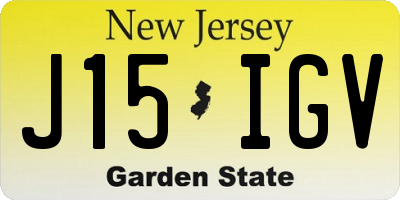 NJ license plate J15IGV