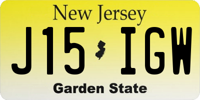 NJ license plate J15IGW