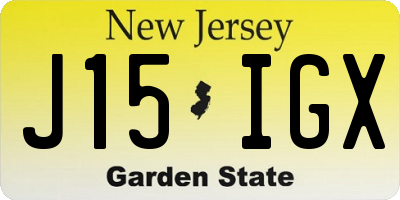 NJ license plate J15IGX