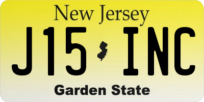 NJ license plate J15INC