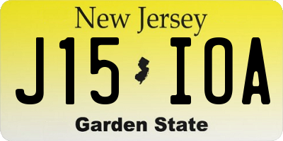 NJ license plate J15IOA