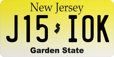 NJ license plate J15IOK