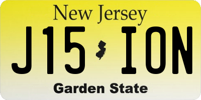 NJ license plate J15ION