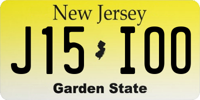 NJ license plate J15IOO