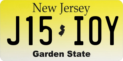 NJ license plate J15IOY