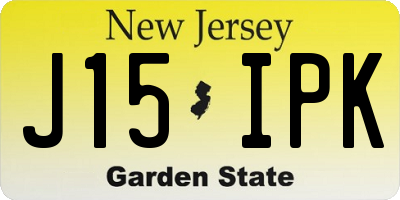 NJ license plate J15IPK