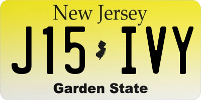 NJ license plate J15IVY
