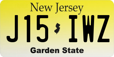 NJ license plate J15IWZ