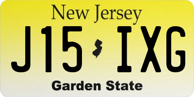 NJ license plate J15IXG